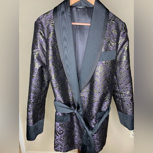 Dolce & Gabbana Black Gold Purple Baroque Silk Jacquard Jacket Blazer medium - Picture 4 of 8